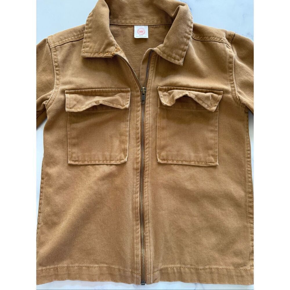 Wonder nation 6-7 boys jean denim jacket tan country light brown collared